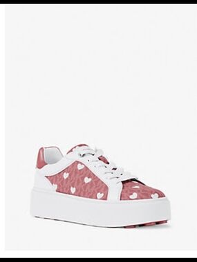 Michael Kors Pink and White Heart Platform Sneakers